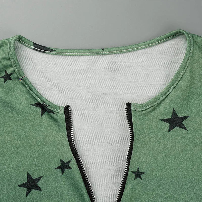 The Stars Patchwork Zipper Collar Hoodies(8 Colors)