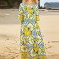Comstylish Amalfi Lemon Tile Design Maxi Dress