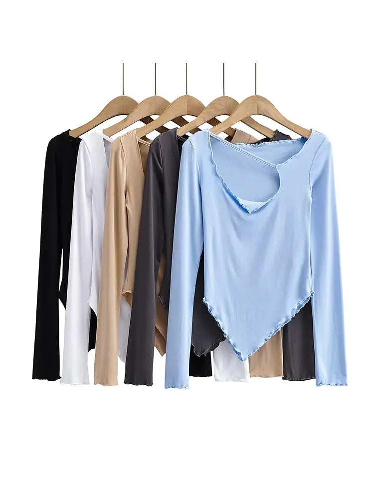Body Desire Style T Shirt Design Slim Irregular Thin Top Tees Hot Korean Tops Ool Girl