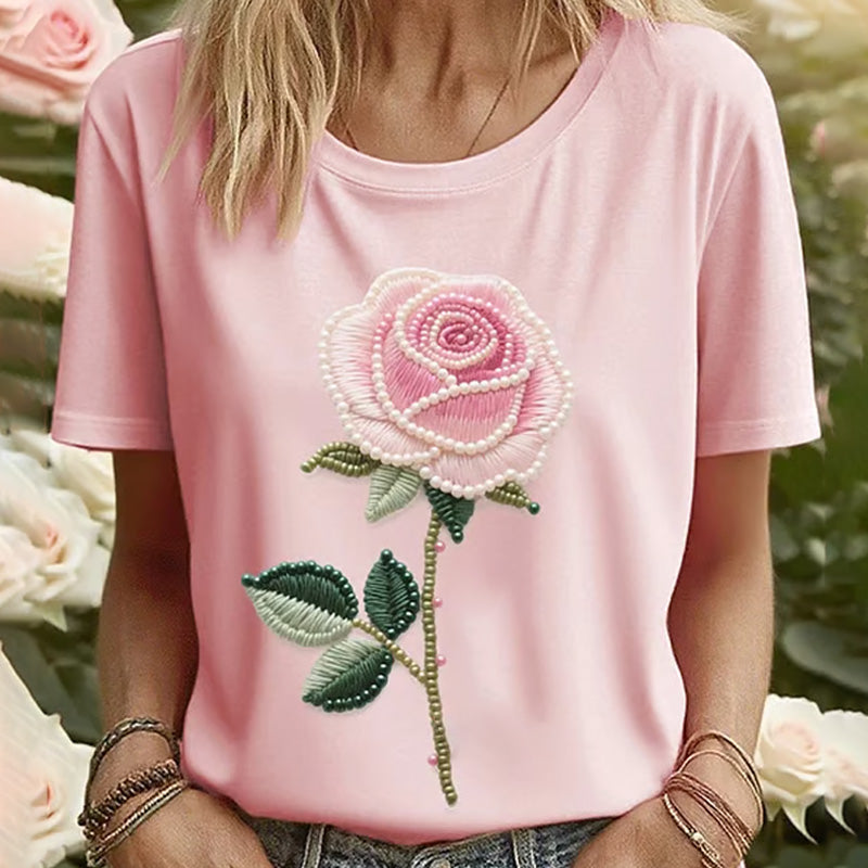 Women's Pink Awareness Floral Print Shirt elevenforest