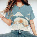 Women's Cute Dog Sleep Print Short Sleeve T-Shirt elevenforest