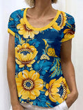 Ukrainian Folk Flower Graphic Linen Blend Tunic elevenforest