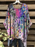Women's Oil Painting Abstract Print Vintage Top