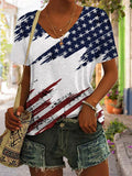 Comstylish Women's Independence Day Flag Print Casual T-shirt