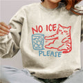 Comstylish No Ice Please Funny Cat Graphic Washed Sweatshirt
