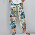 Vintage Floral Print Linen Blend Pants elevenforest