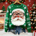 Comstylish Cute Santa Claus And Snowflake Pattern Warm Crew Neck Sweater