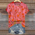 Comstylish Vintage Floral Art Print Cotton Crew Tee