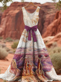 Vintage Mountain Map Women's V-neck Vest Dress elevenforest
