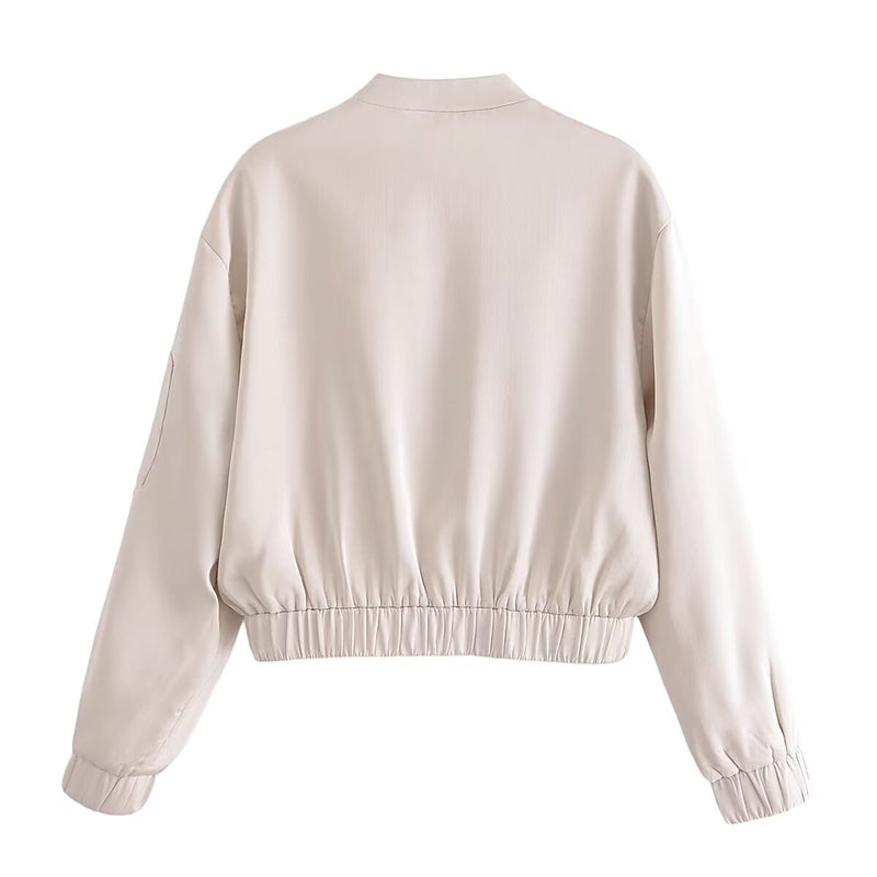 Summer Clothing Stand Collar Long Sleeve Bomber Jacket Working Pants Set – Stylish Outfit for