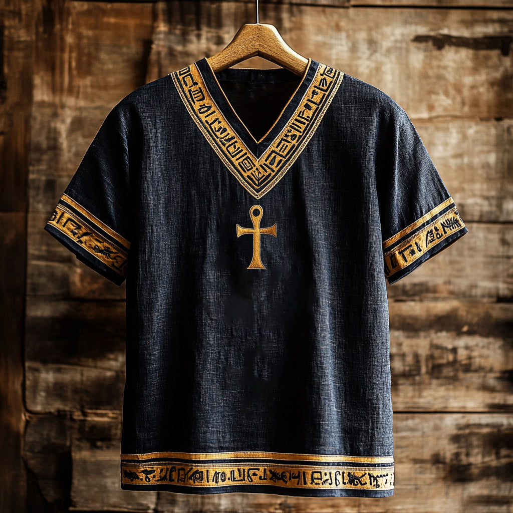 Ankh Ancient Egyptian Art Linen Shirt elevenforest