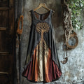 Tribal Celtic Knot Life Of Tree Lace Contrast Color Art Linen Tank Dress elevenforest