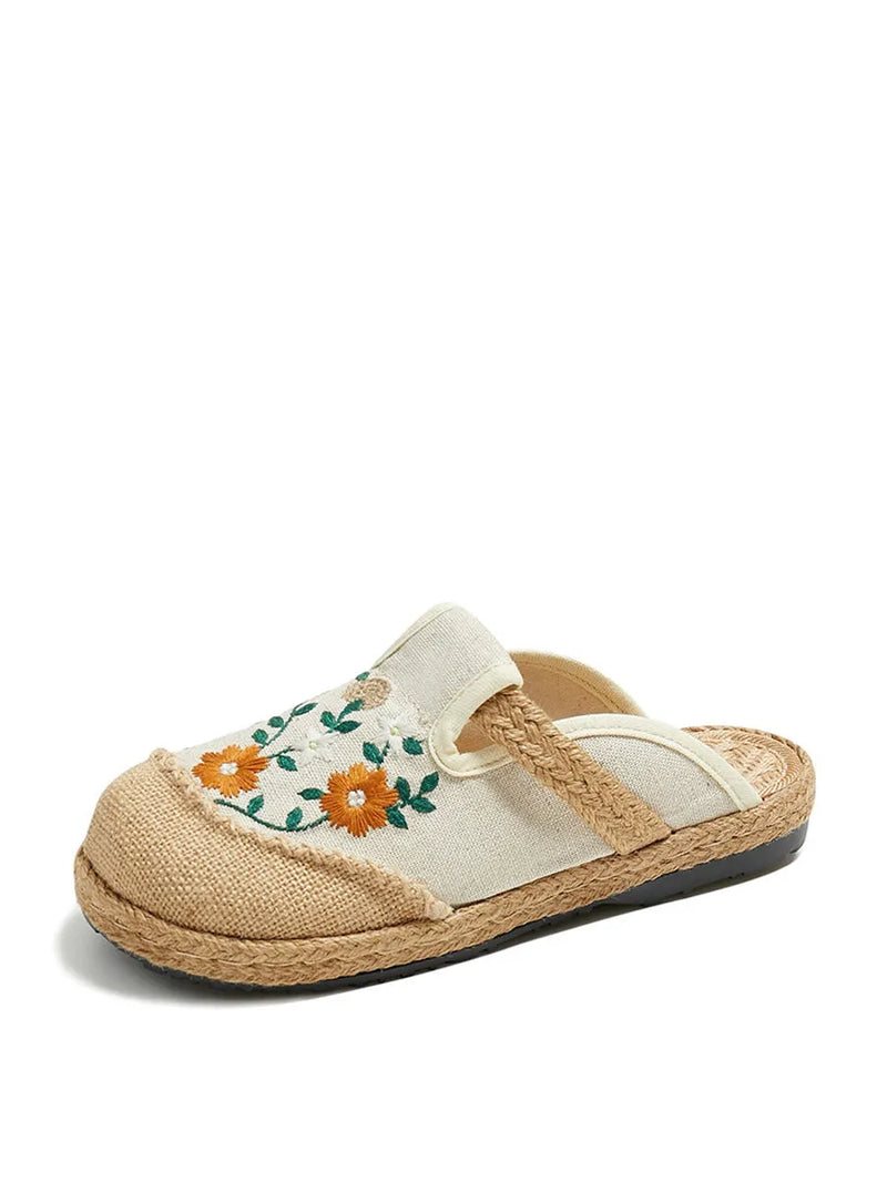 Summer Flower Embroidery Slippers Cc050