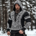 Men's Viking Rune Style Celtic Thick Hooded Sweater elevenforest