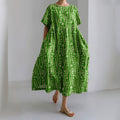 Women's Daisy Vine Print Linen Dress elevenforest