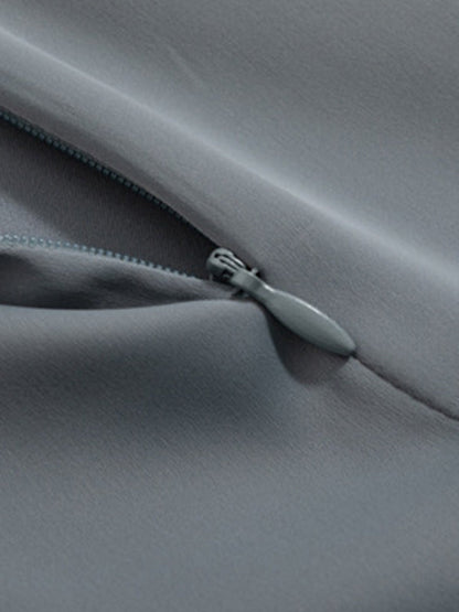 Loose Puff Sleeves Pleated Split-joint High Neck Blouses&shirts Tops