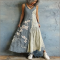Women's Retro Japanese Sakura Splicing Sleeveless Dress elevenforest