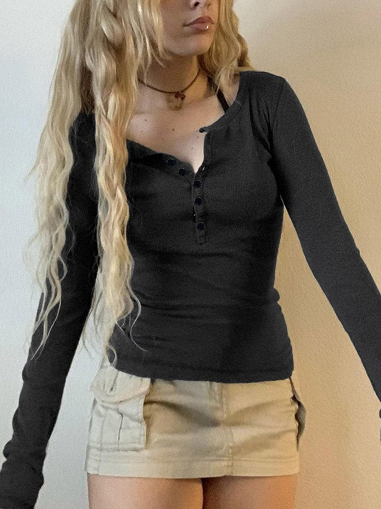 Fairycore Y2k Tops Tee Aesthetic Button Up Retro Grunge Clothing 90s Slim Womenswear Shirts