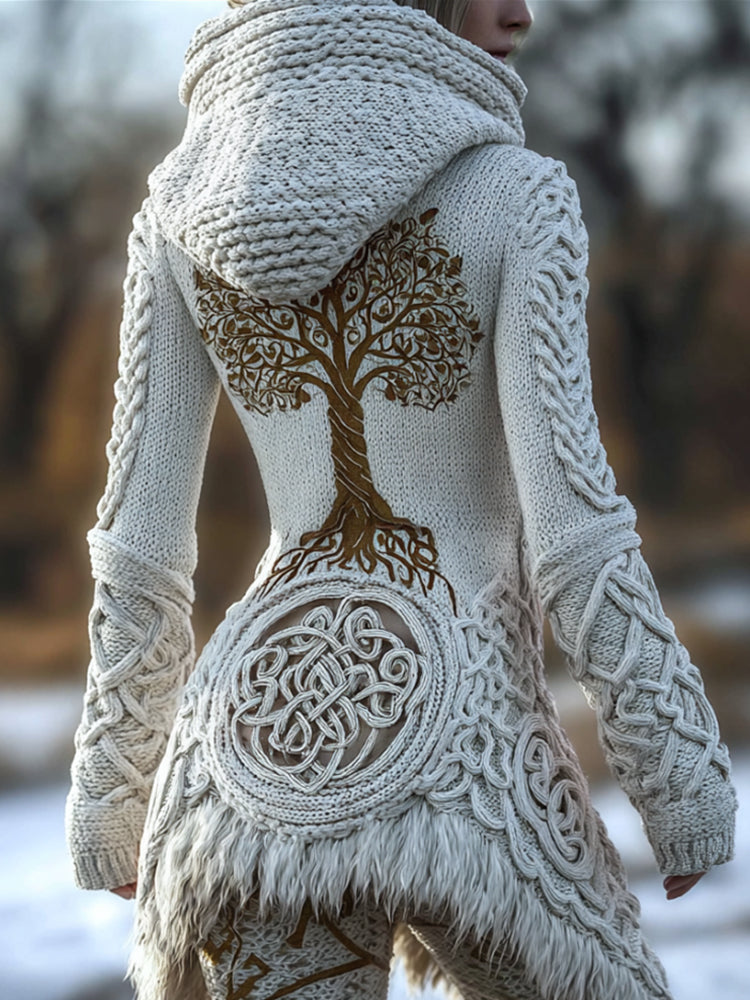 Viking Tree Of Life Celtic Knot Warm Hooded Sweater artswardrobe