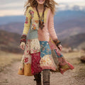 Women's Bohemian Floral Knitted Crew Neck Dress elevenforest