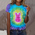 Comstylish Women's Tie-dye Rabbit Art Short Sleeve T-shirt