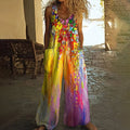 Women's Oil Painting Floral Print Wide Leg Jumpsuit elevenforest