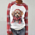 Comstylish Vintage Scarf Dog Plaid Knitted Warm Sweater