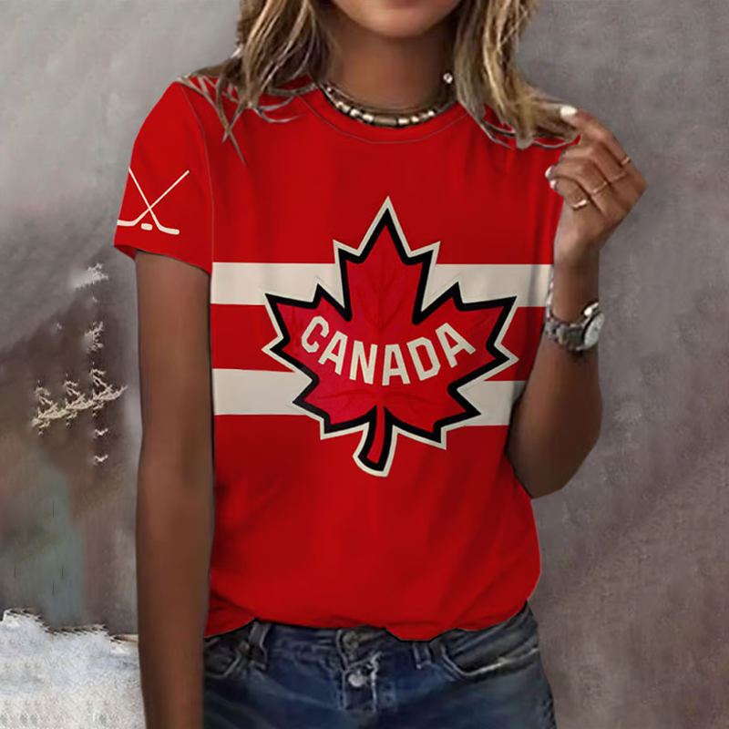 Comstylish Abstract Retro Champion Canadian Hockey Art Print T-shirt