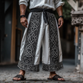 Tribal Viking Celtic Embroidery Art Linen Long Loose Wide-leg Pants elevenforest