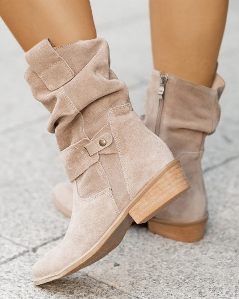 Mid-calf boots with strap detail
