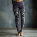 Women's Cute Cat Face Embroidered Art Cozy Knit Leggings