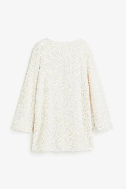 Coral Sequins Tie-back Mini Dress