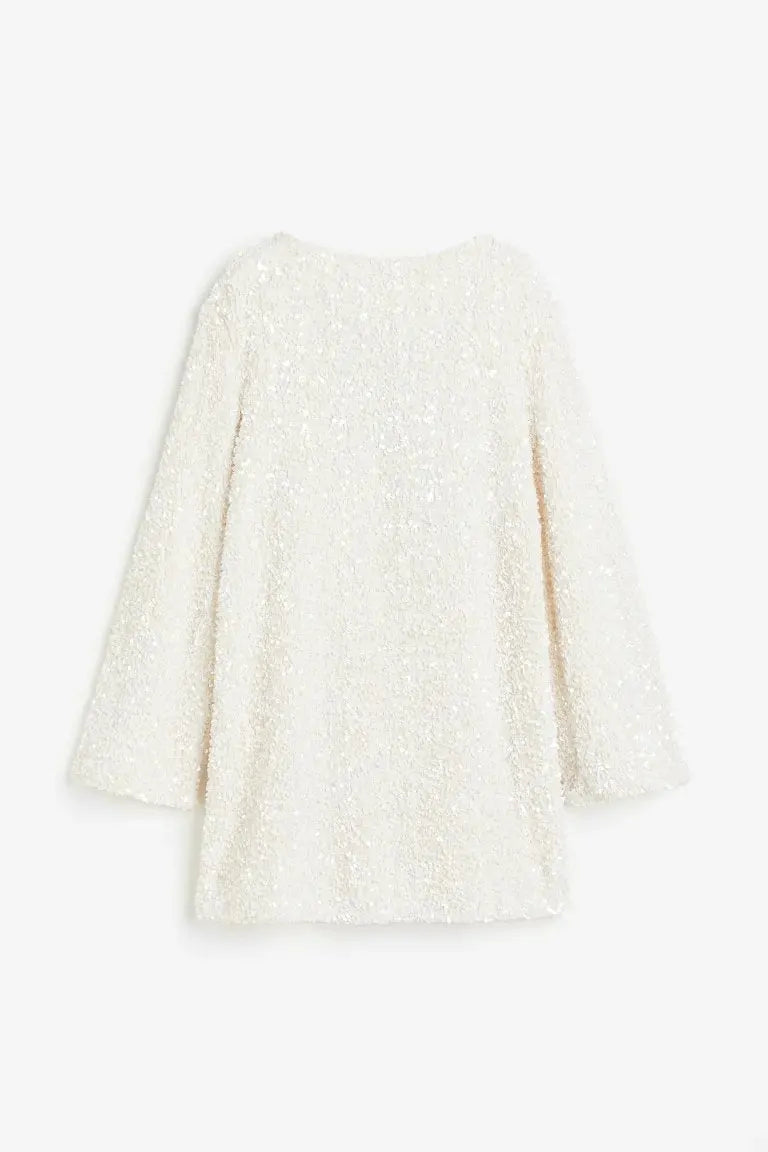 Coral Sequins Tie-back Mini Dress