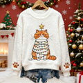 Comstylish Cute Fairy Light Cat And Star Pattern Warm Crew Neck Sweater