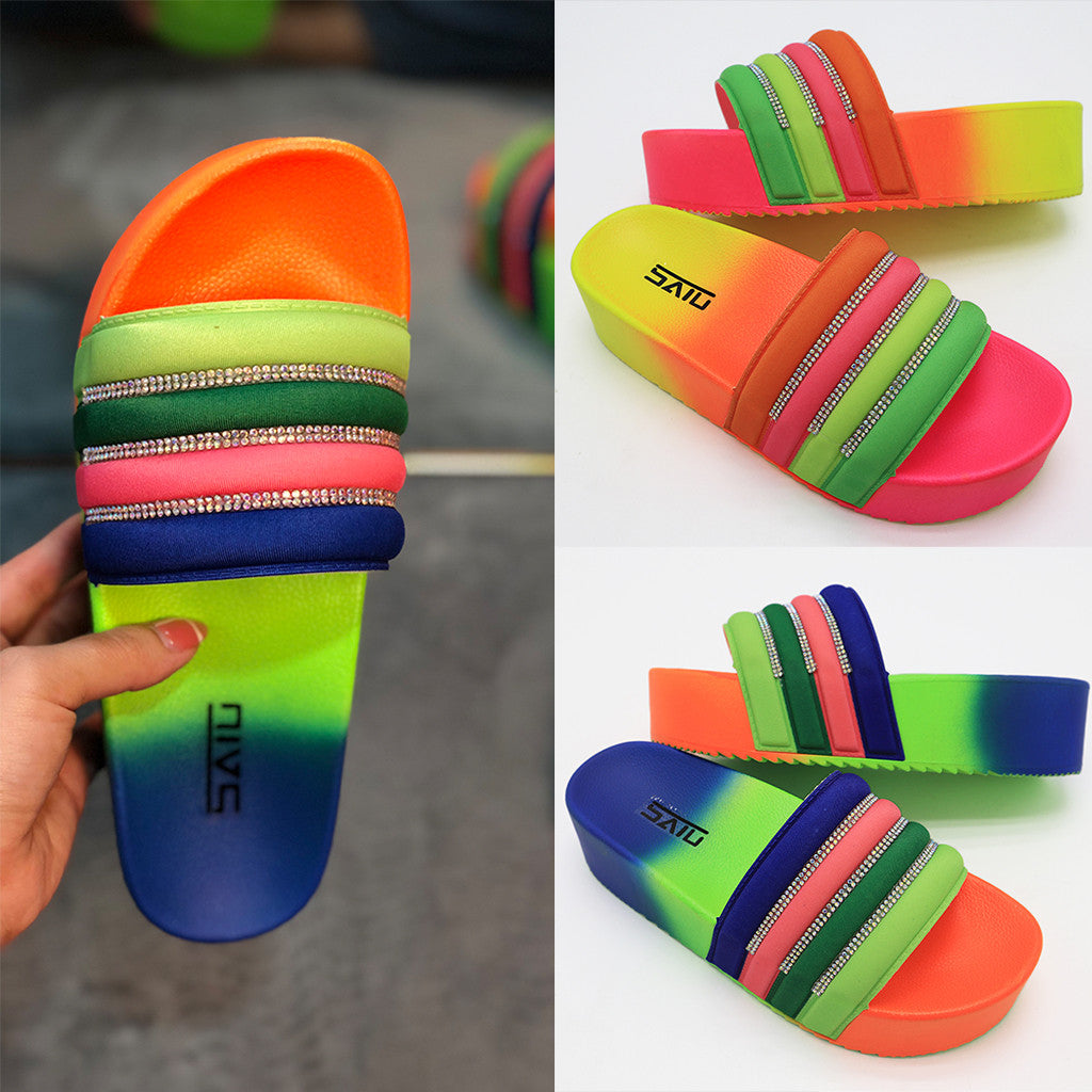 Rainbow Platform Slippers F744