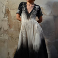 Vintage Roses Embroidered Gradient V Neck Linen Maxi Dress elevenforest
