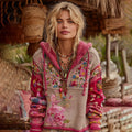 Women's Bohemian Floral Embroidery Art Cozy Hooded Sweater elevenforest