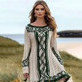 Women's Celtic Knotted Cozy Long Sleeve Sweater Dress elevenforest