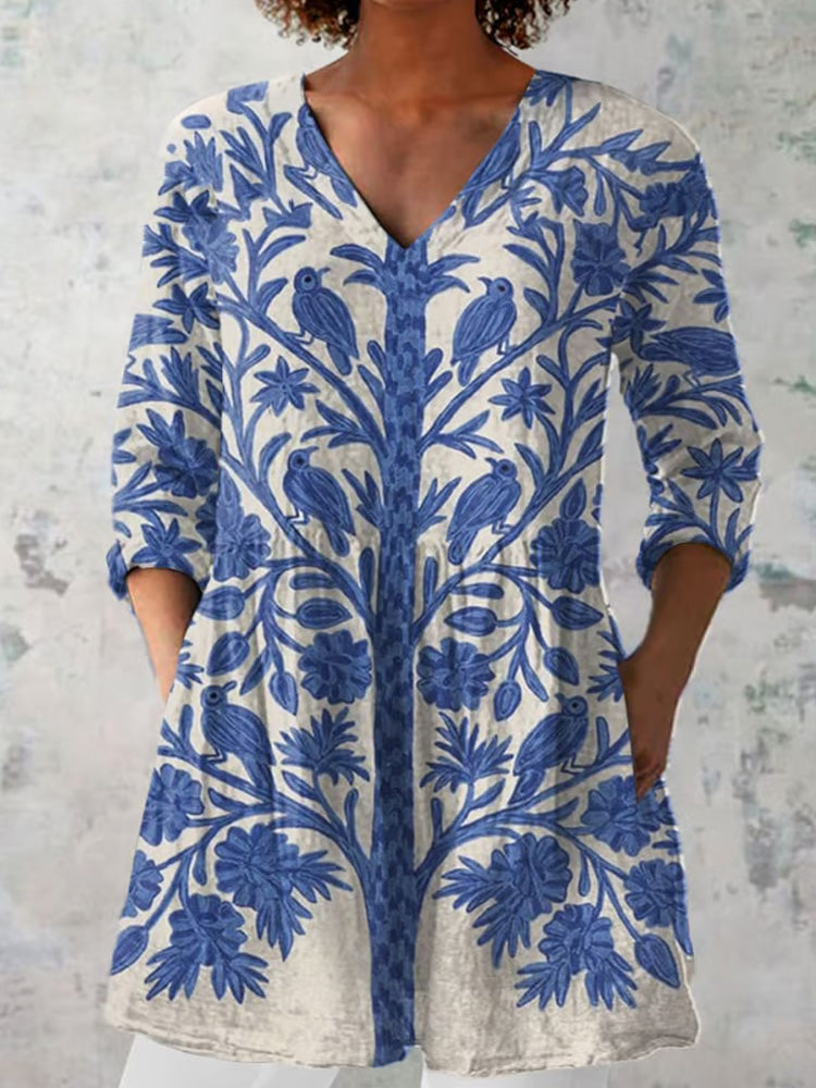 Women's Art Iris Floral Blouse elevenforest