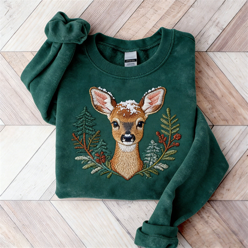 Comstylish Forest Dear & Plants Vintage Cozy Sweatshirt