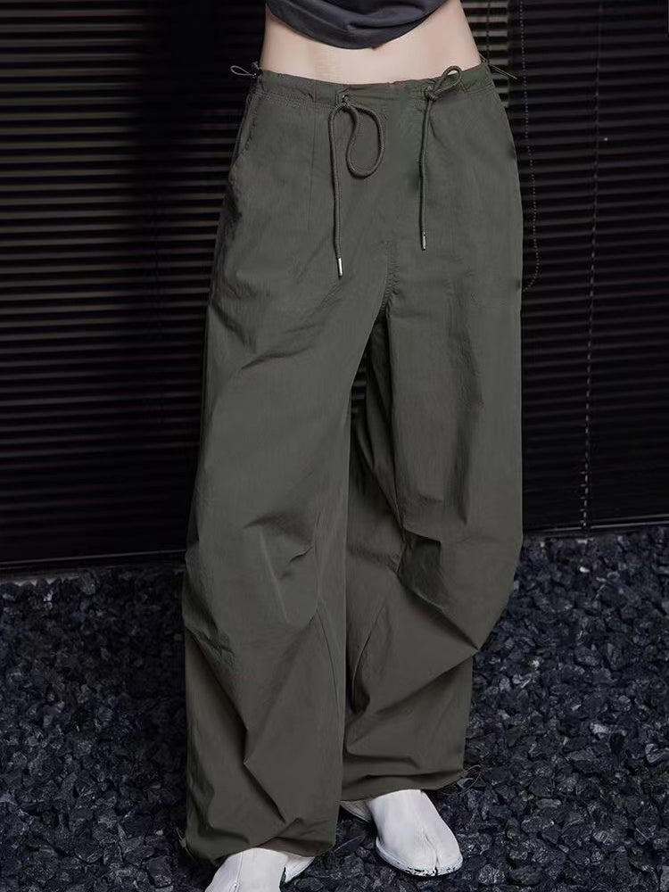 Cargo Pants Summer Retro Loose Drawstring Trousers Joggers Baggy Oversize Sweatpants Mid Waist Y2k Clothes