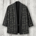 Japanese Calligraphy Print Linen Blend Kimono Cardigan elevenforest