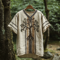 Men's Viking Celtic Tree Of Life Knot Linen T-shirt elevenforest