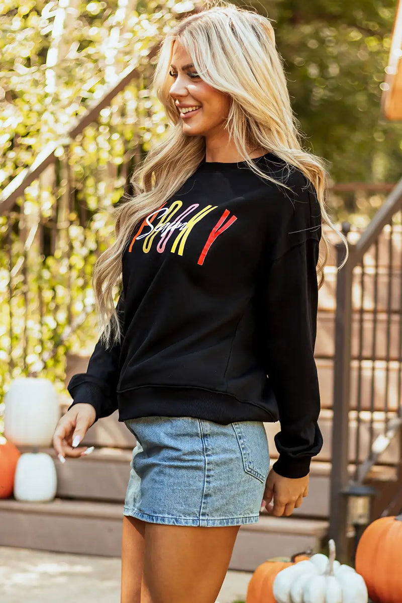 Spooky Season Black Halloween Graphic Sweatshirt