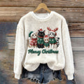 Christmas Cat Family Plush Pattern Sweater elevenforest