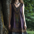 Women's Celtic Knot Tree Of Life Pattern V-neck Tank Midi Dress elevenforest