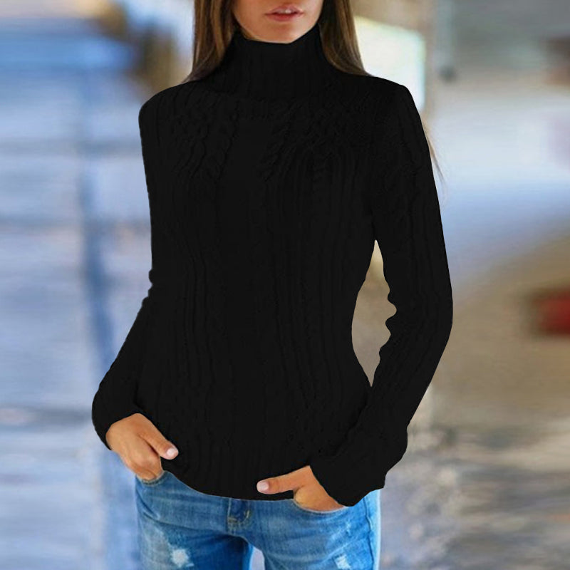 Vintage Solid Turtleneck Long Sleeve Sweater elevenforest
