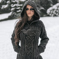 Women's Vintage Viking Raven Dark Celtic Mythology Hooded Sweater elevenforest