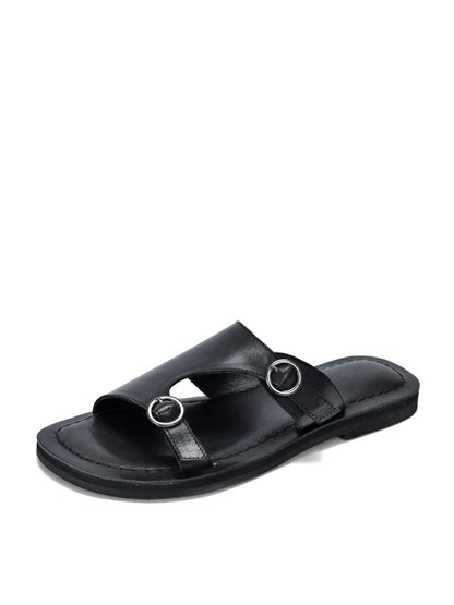 Summer Soft Leather Flat Slippers We1008