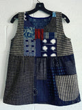 Japanese Art Striped Patchwork Art Linen Tank Top elevenforest